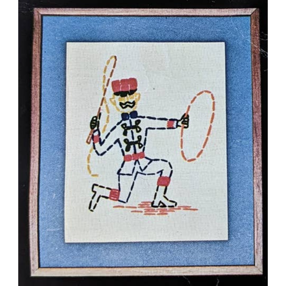 Vintage Lion Tamer Crewel Embroidery Kit Circus Theme Complete Unworked NOS